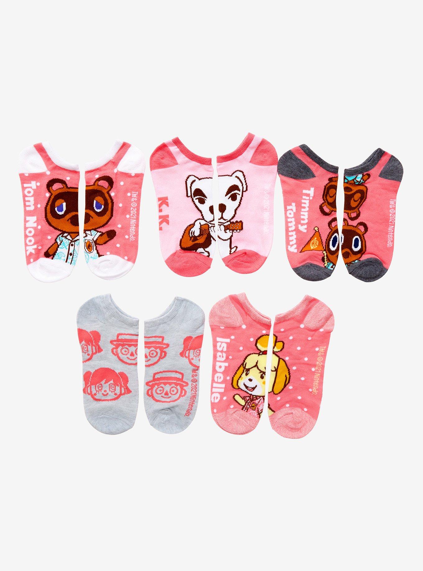 Animal Crossing: New Horizons Pink No-Show Socks 5 Pair, , alternate