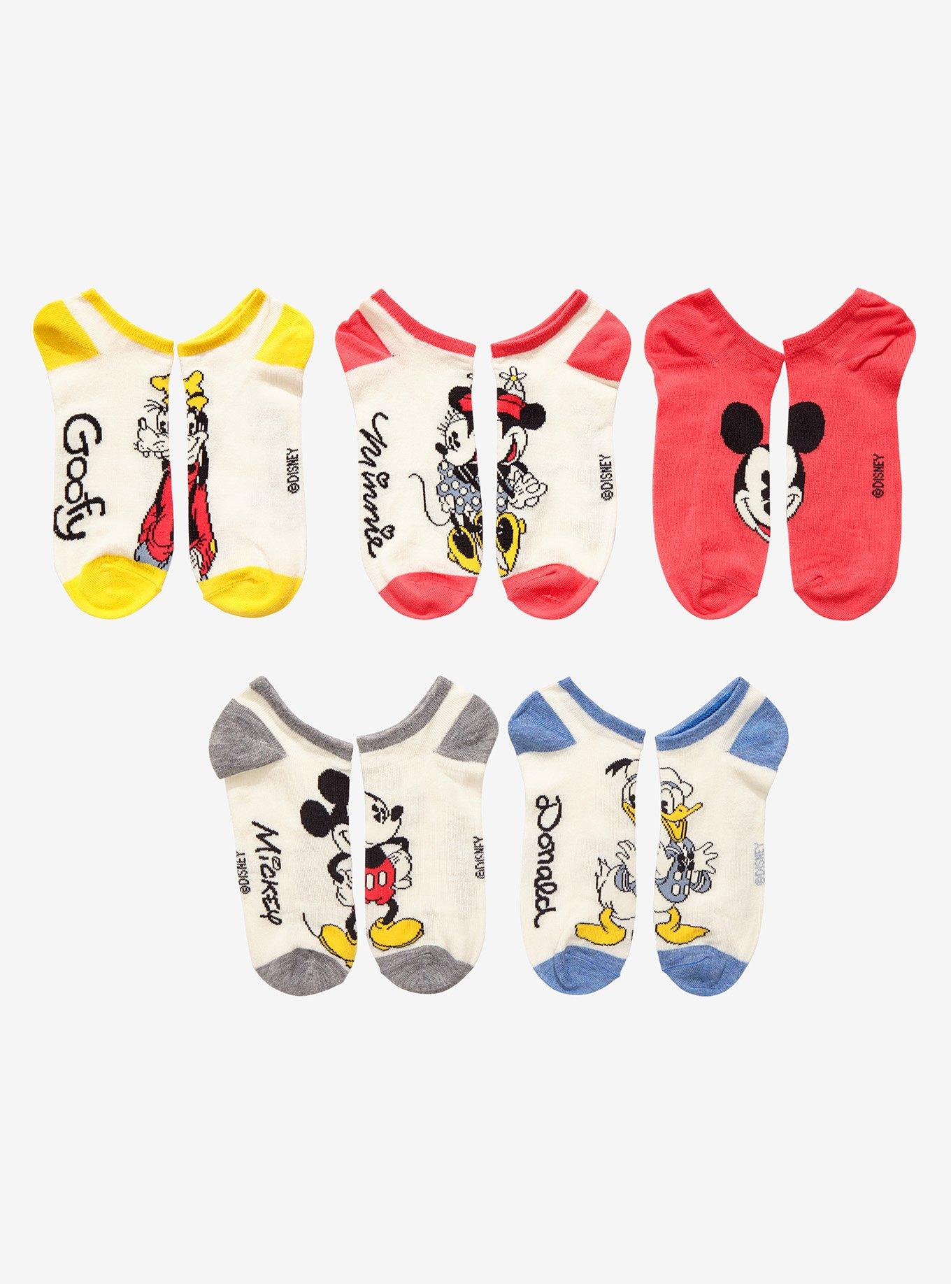 Disney Mickey Mouse & Friends Vintage No-Show Socks 5 Pair, , alternate