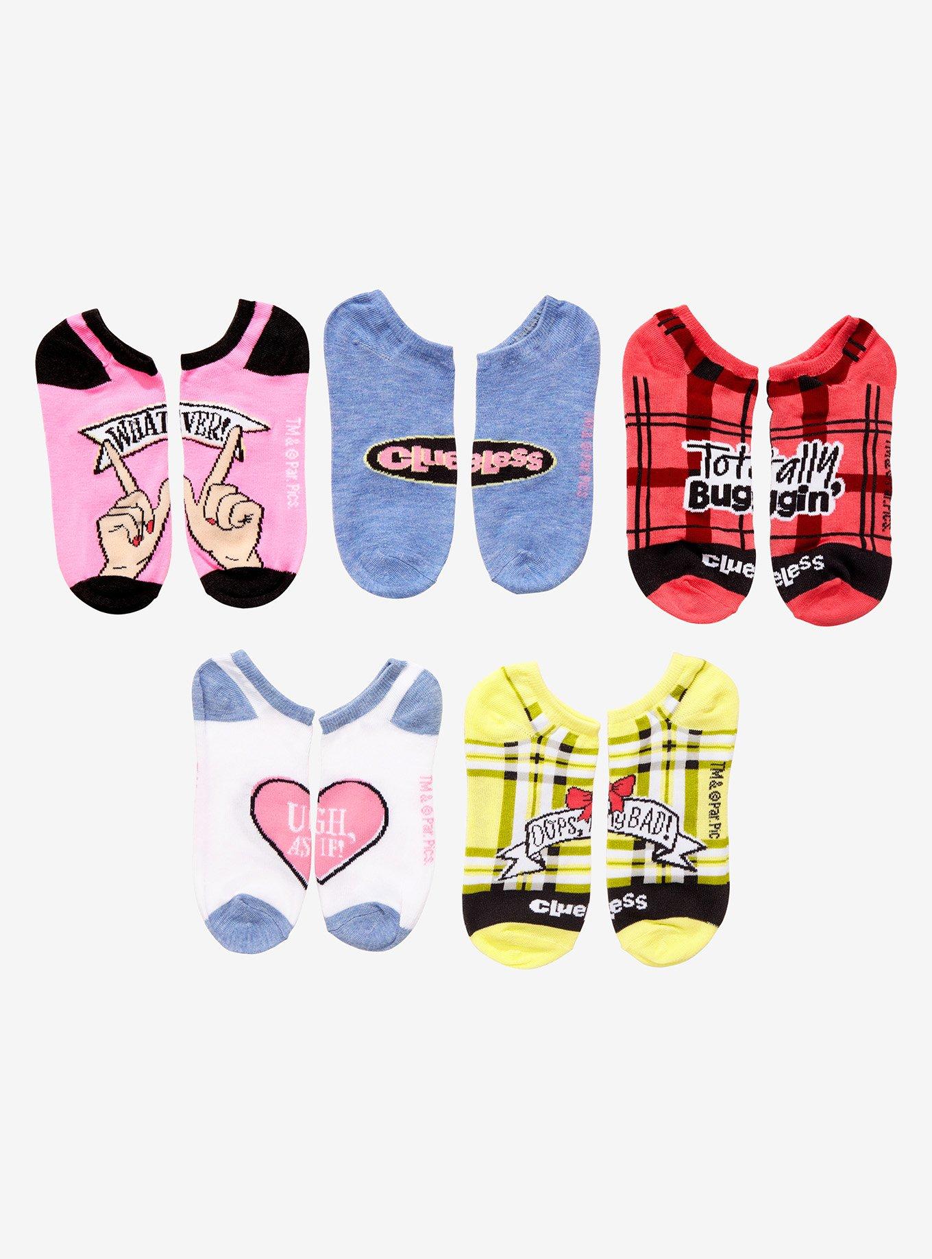 Clueless Quotes No-Show Socks 5 Pair, , alternate