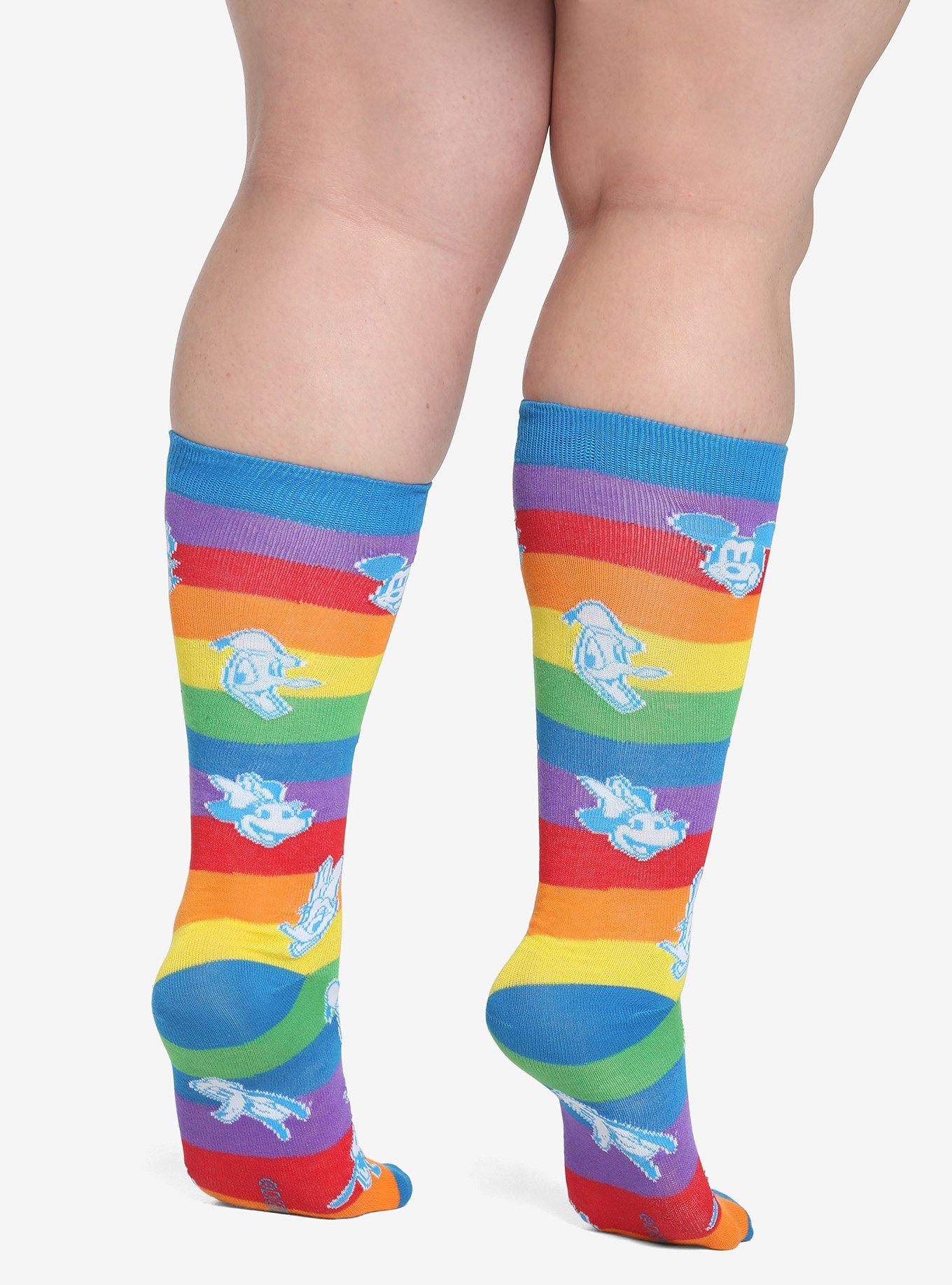Disney Mickey Mouse & Friends Rainbow Stripe Knee-High Socks, , alternate