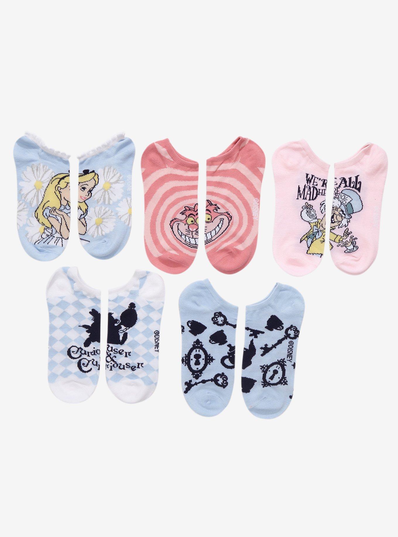 Disney Alice In Wonderland We're All Mad Here Ankle Socks 5 Pair, , alternate