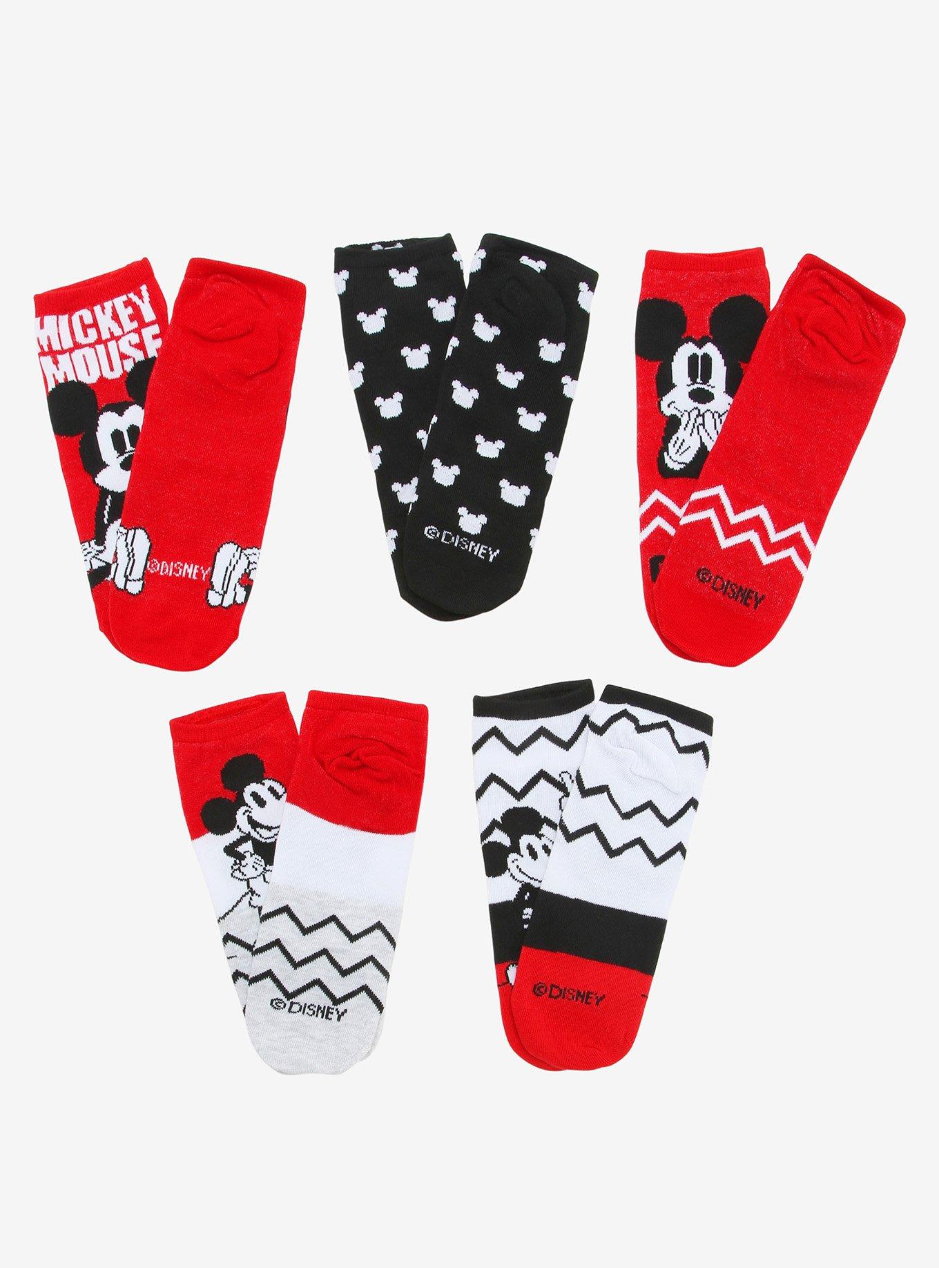 Disney Mickey Mouse Chevron No-Show Socks 5 Pair, , alternate