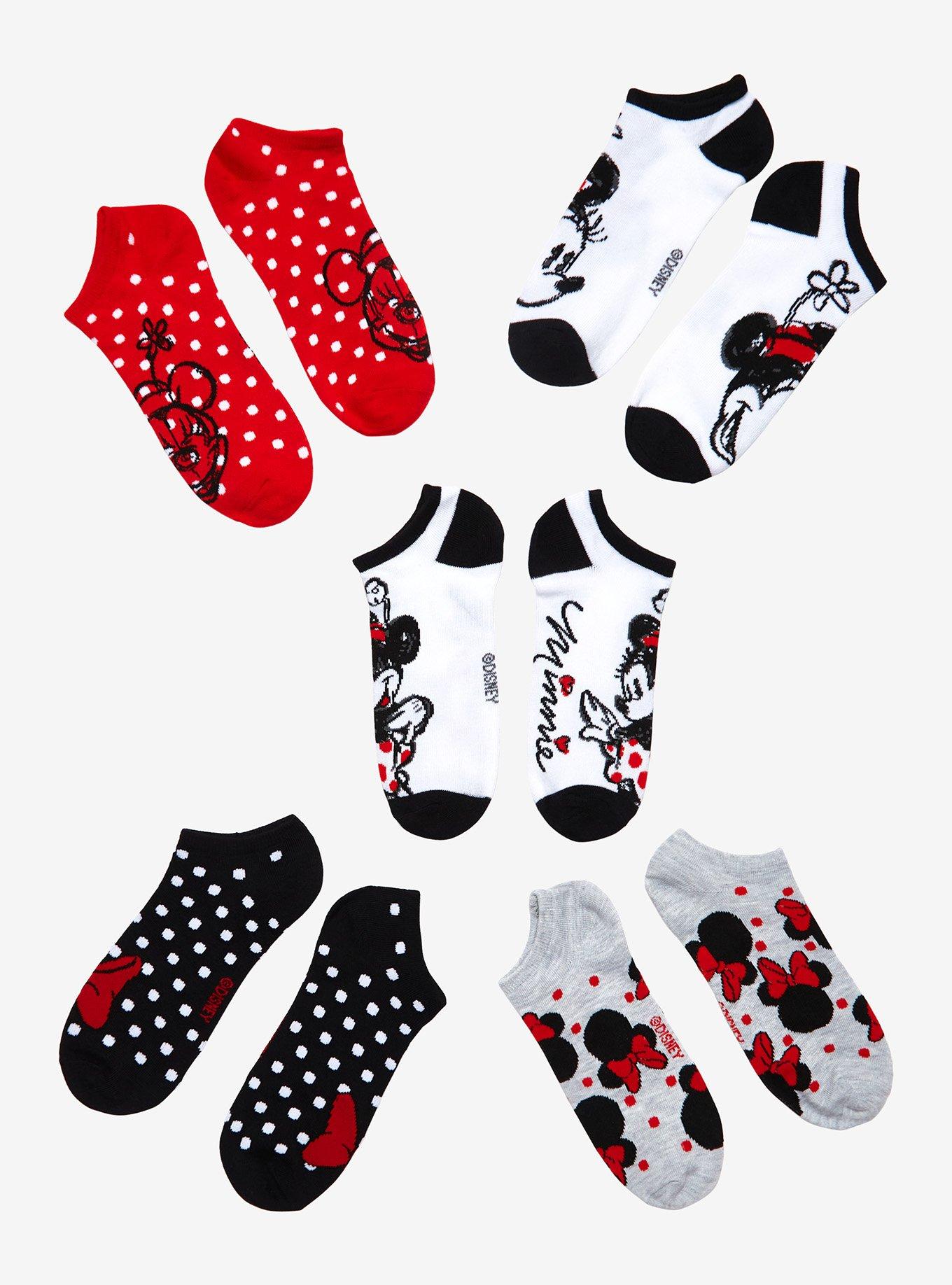 Disney Minnie Mouse Polka Dots No-Show Socks 5 Pair, , hi-res