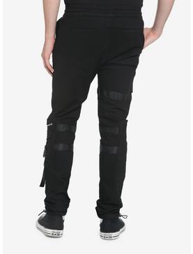Black Zipper Jogger Pants, , hi-res