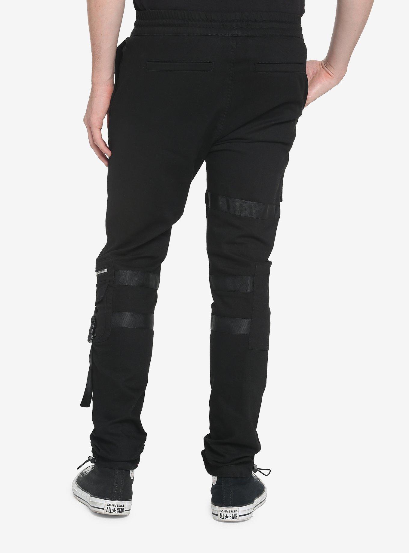 Black Zipper Jogger Pants, BLACK, alternate