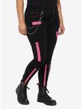 Black & Pink Zipper Super Skinny Jeans Plus Size, BLACK  PINK, alternate