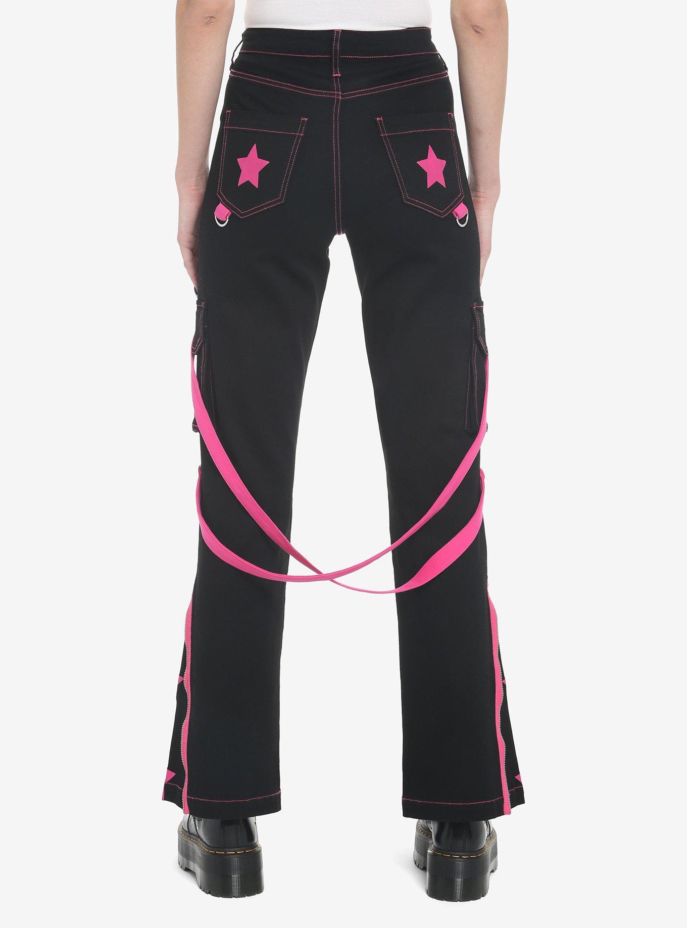 Hot Topic Pink Stars Suspender Girls Cargo Pants