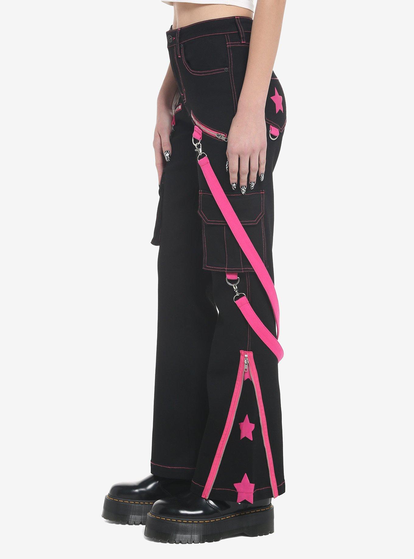 Pink Stars Suspender Girls Cargo Pants