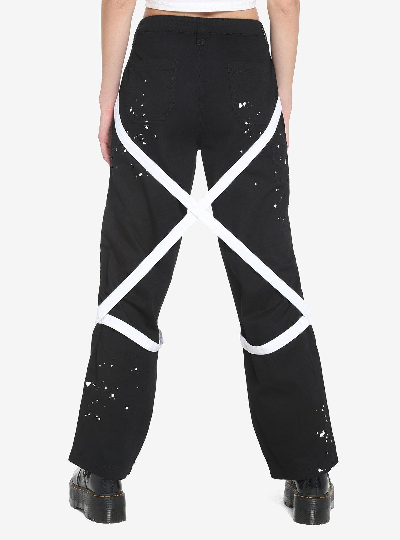 Black & White Suspender Hi-Rise Carpenter Pants, , hi-res