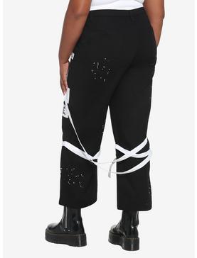 Black & White Suspender Hi-Rise Carpenter Pants Plus Size, , hi-res