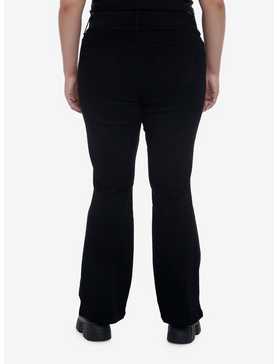 Black Low Rise Flare Denim Pants Plus Size, , hi-res