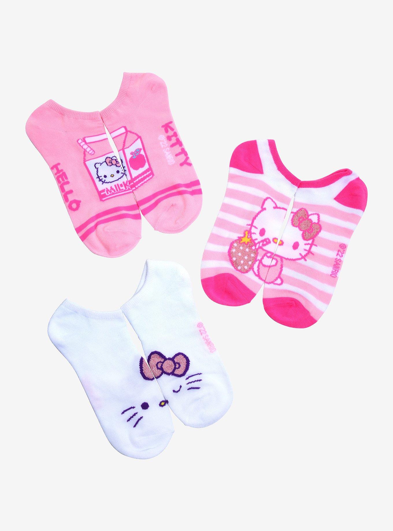 Hello Kitty Milk Carton No-Show Socks 3 Pair, , alternate