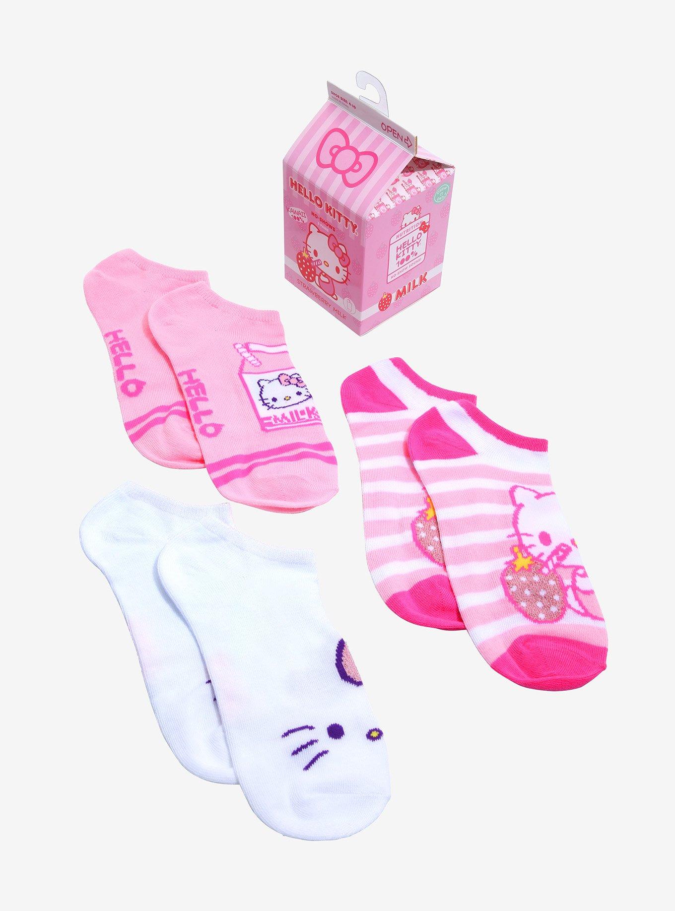 Hello Kitty Milk Carton No-Show Socks 3 Pair, , alternate