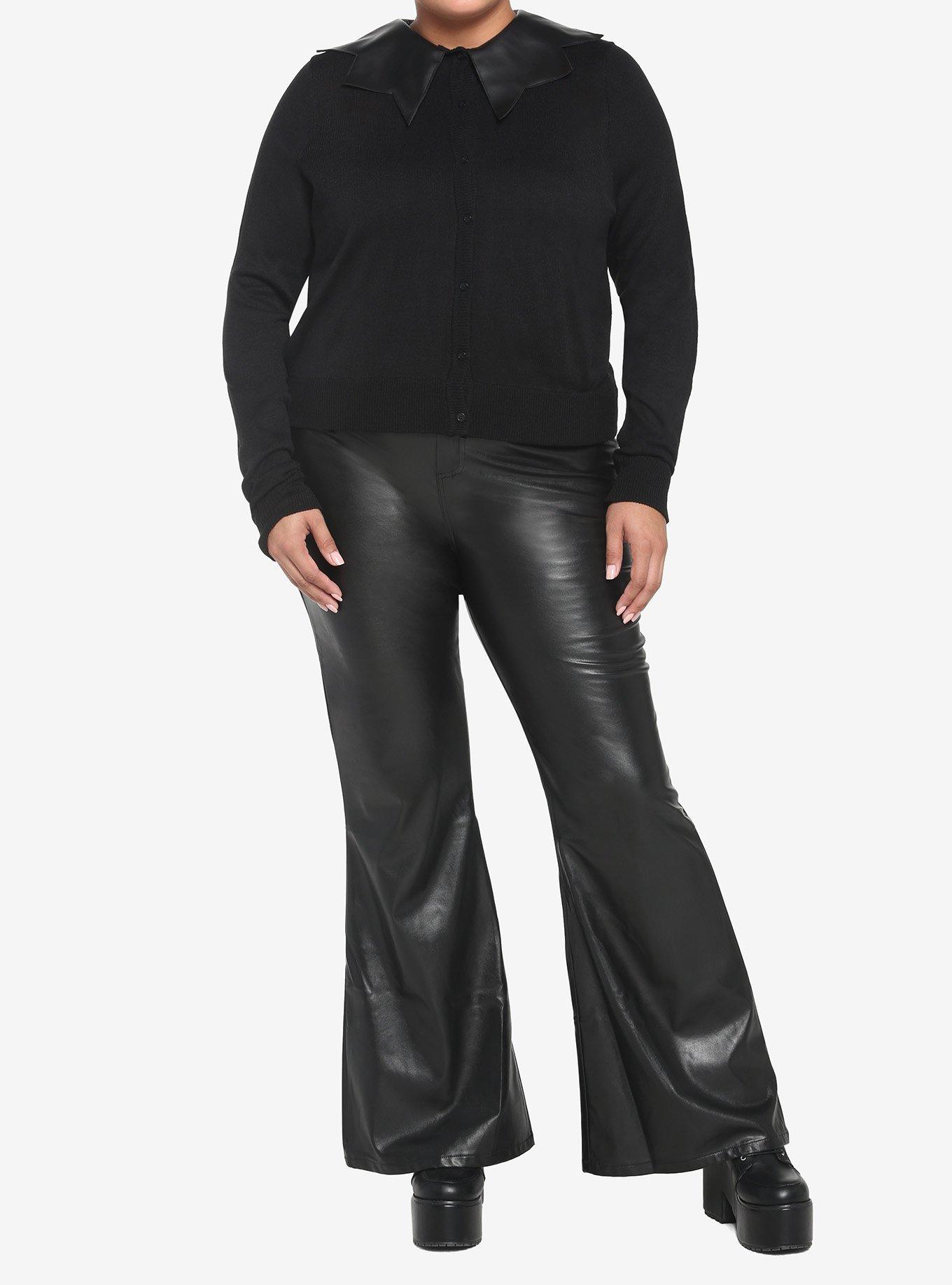 Black Bat Wing Collar Girls Cardigan Plus Size, , hi-res