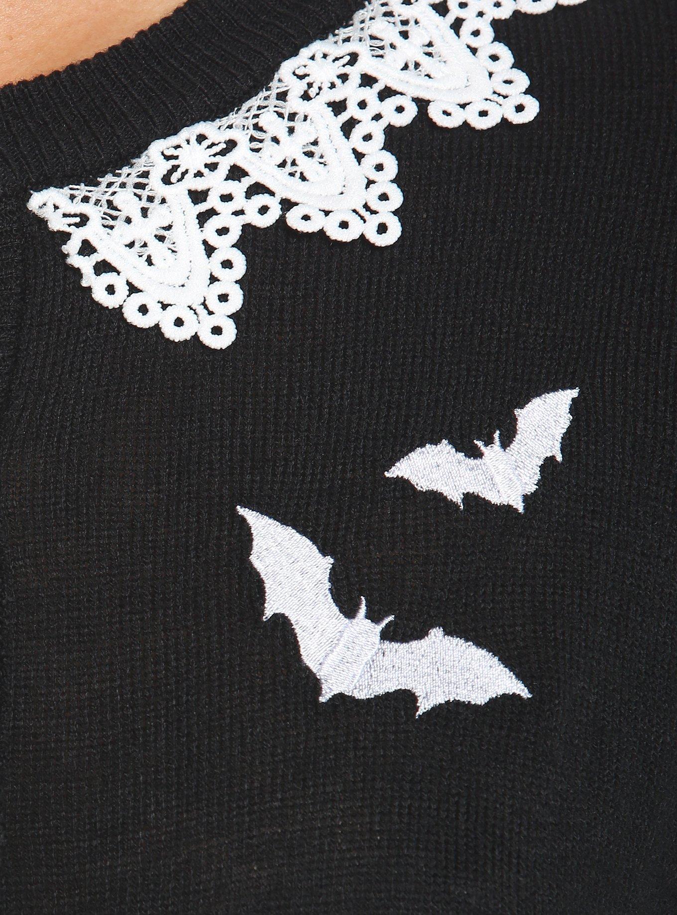 Bats & Lace Girls Crop Cardigan, BLACK, alternate