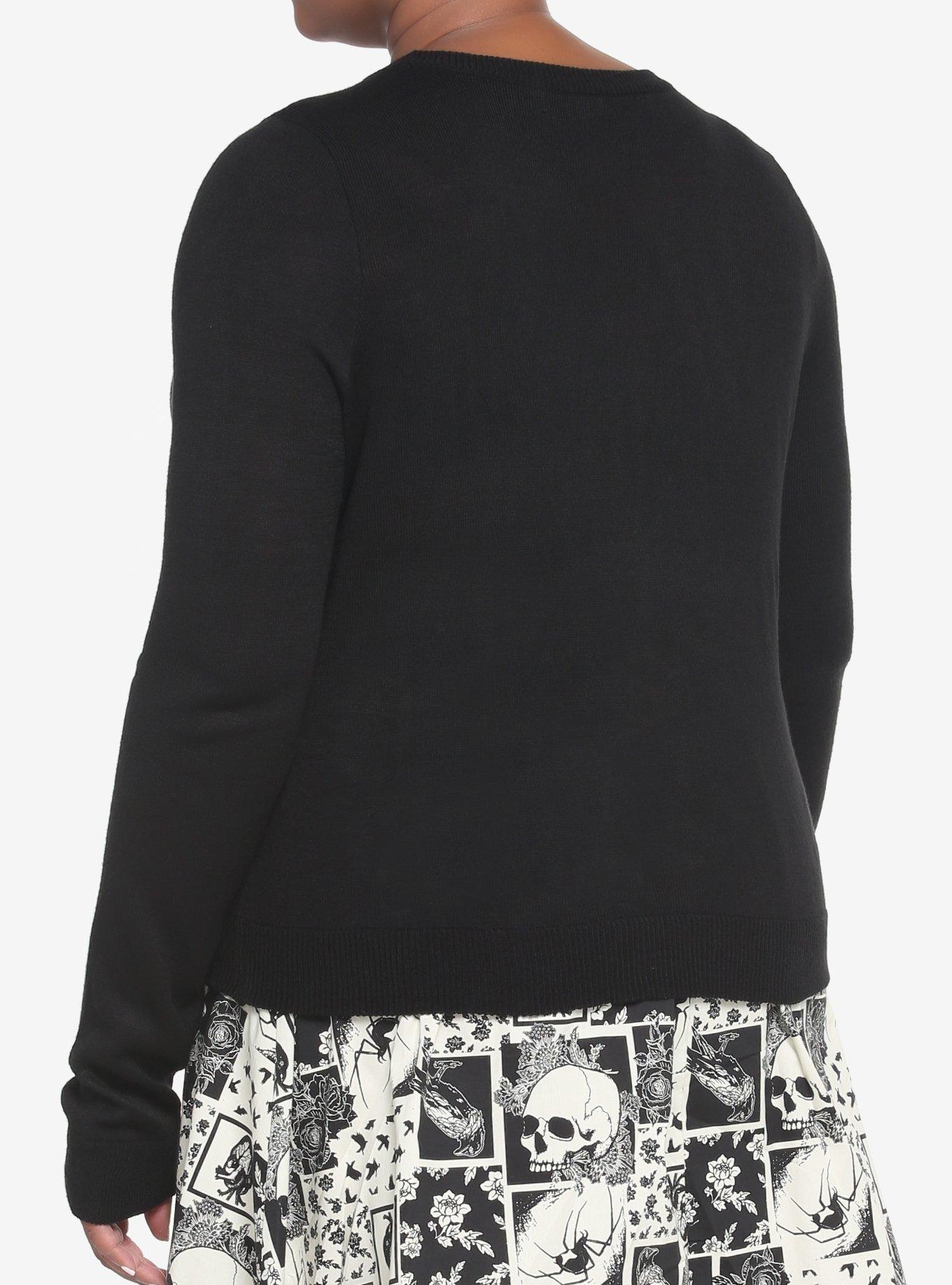 Black & Ivory Peekaboo Girls Crop Cardigan Plus Size, BLACK, alternate