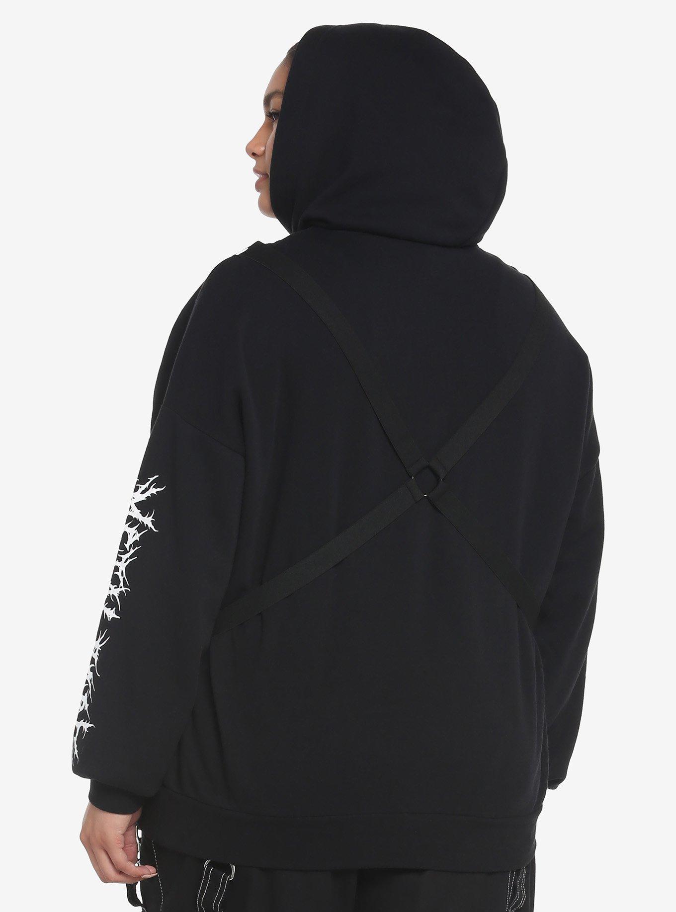 Black Harness Metal Babe Girls Hoodie Plus Size, BLACK, alternate