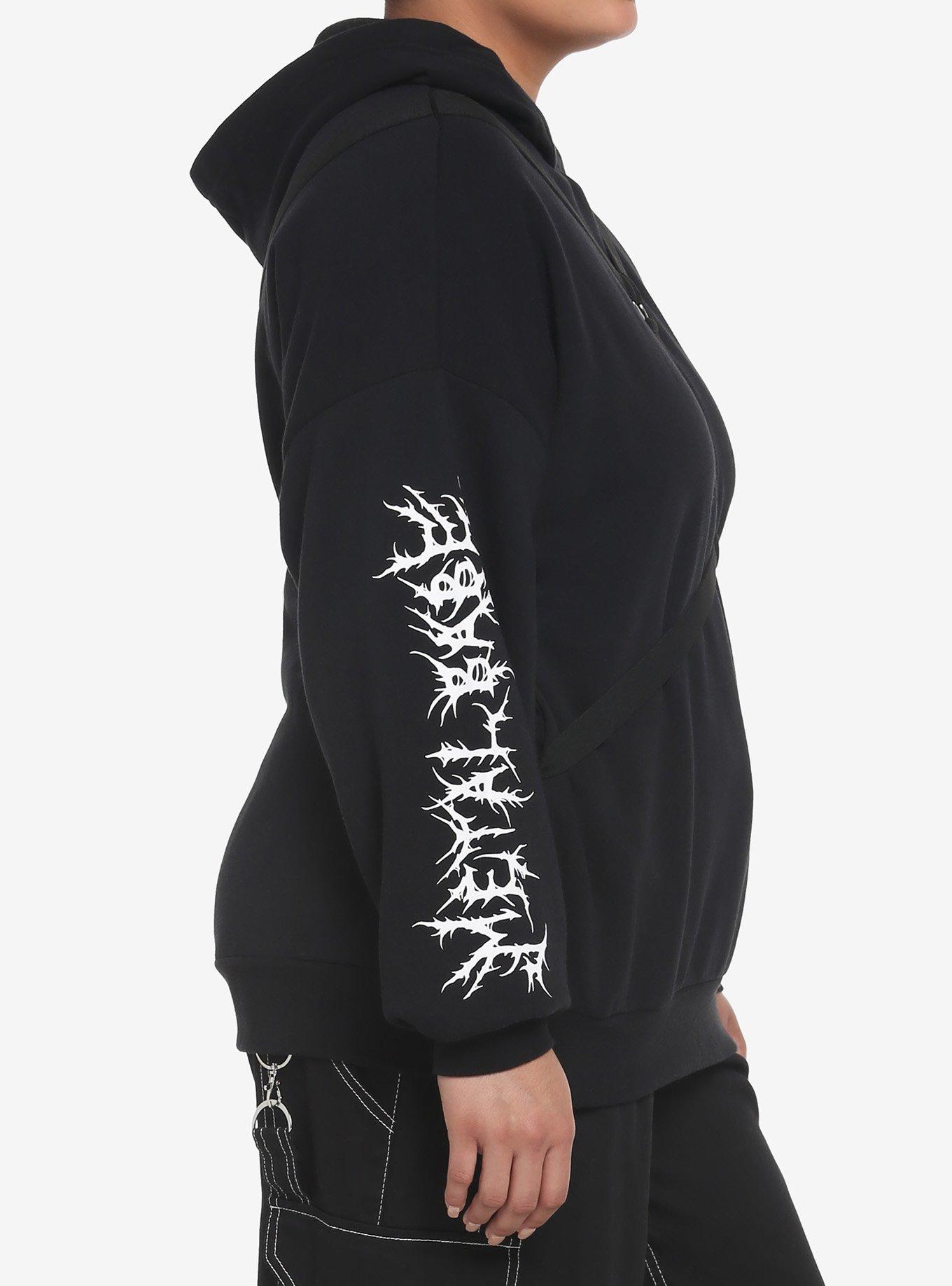 Black Harness Metal Babe Girls Hoodie Plus Size, BLACK, alternate