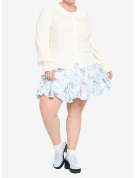 Ivory Ruffle Girls Long-Sleeve Woven Button-Up Plus Size, , hi-res