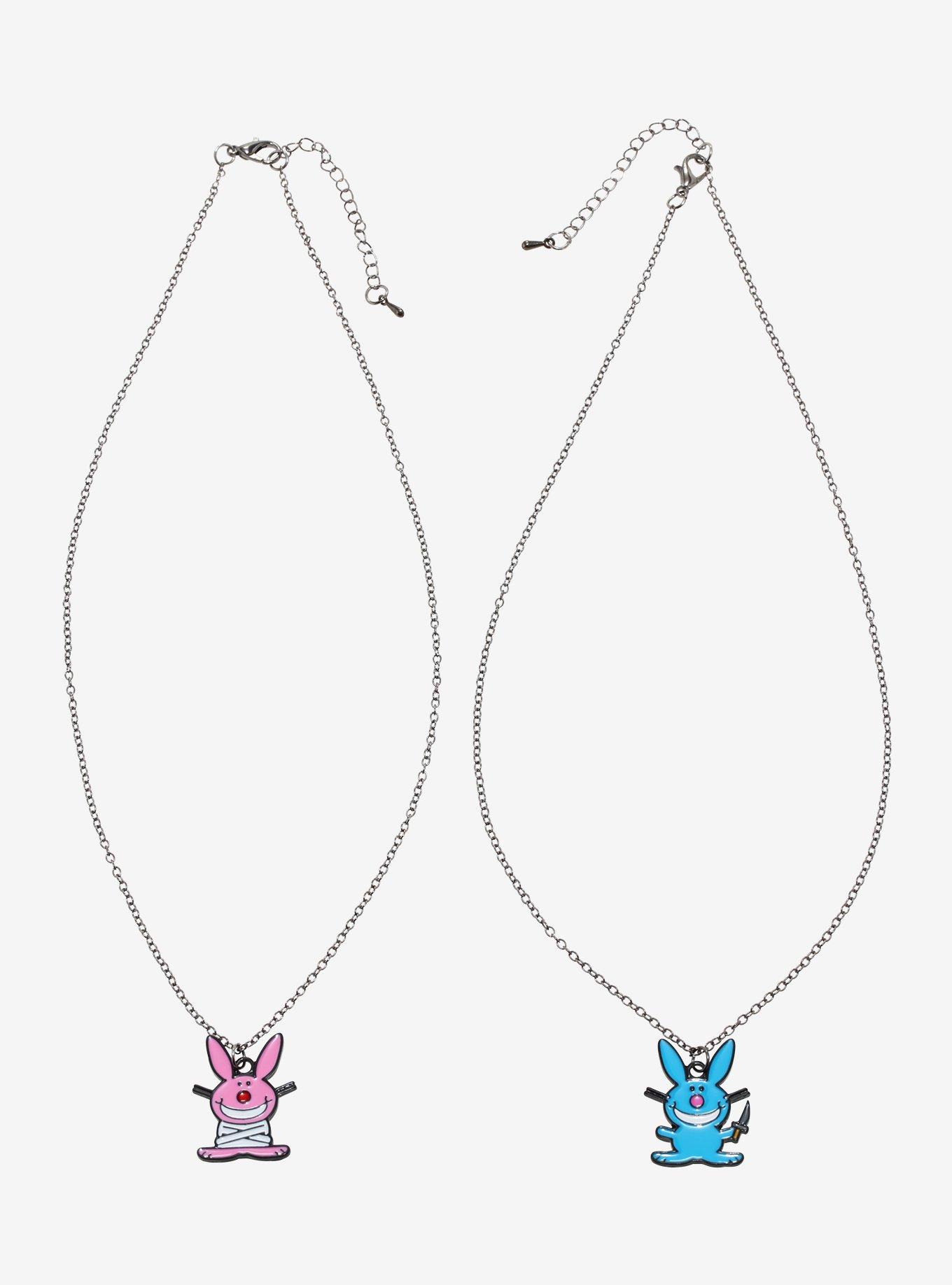 It's Happy Bunny Bandage Weapon Best Friend Necklace Set, , alternate