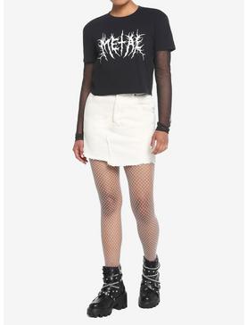 Metal Font Mesh Twofer Girls Long-Sleeve T-Shirt, , hi-res