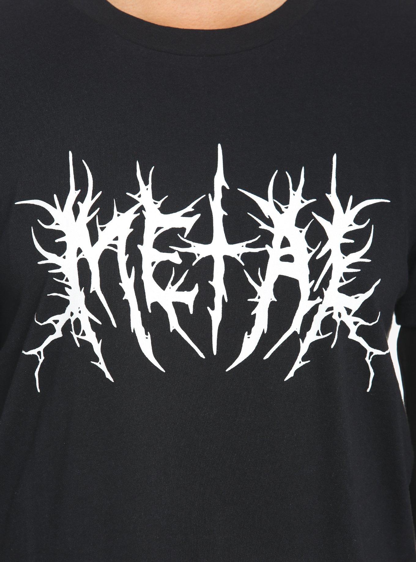 Metal Font Mesh Twofer Girls Long-Sleeve T-Shirt, BLACK, alternate