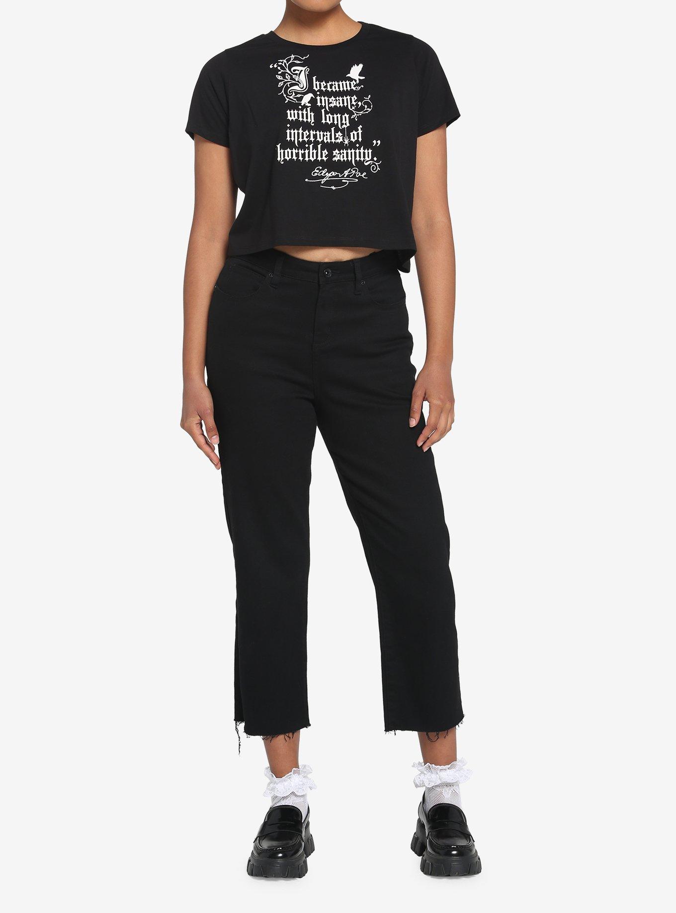Edgar Allan Poe Quote Boxy Girls Crop T-Shirt, BLACK, alternate