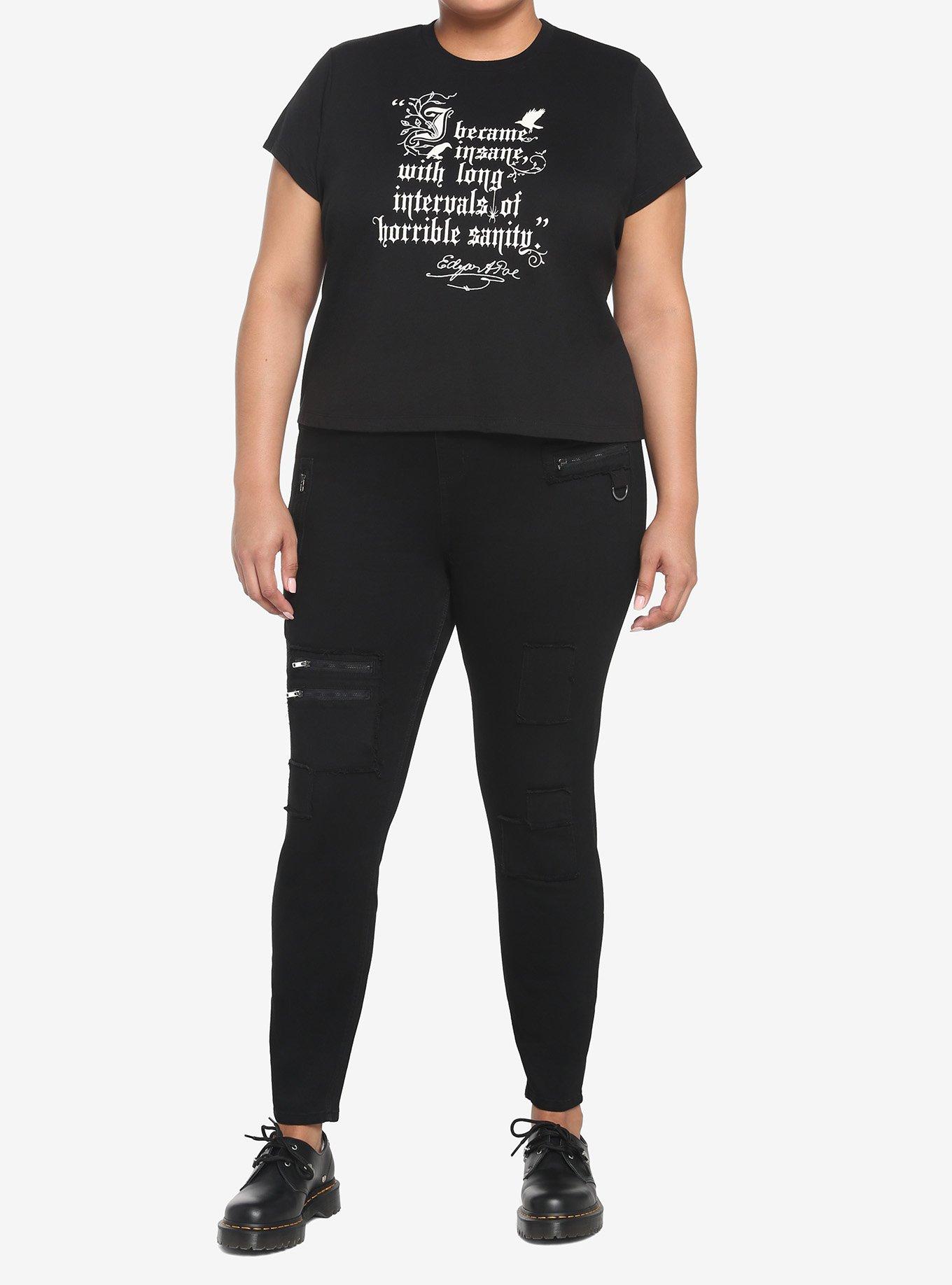 Edgar Allan Poe Quote Boxy Girls Crop T-Shirt Plus Size, BLACK, alternate