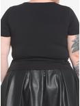 Black Strappy Girls Crop T-Shirt Plus Size, BLACK, alternate