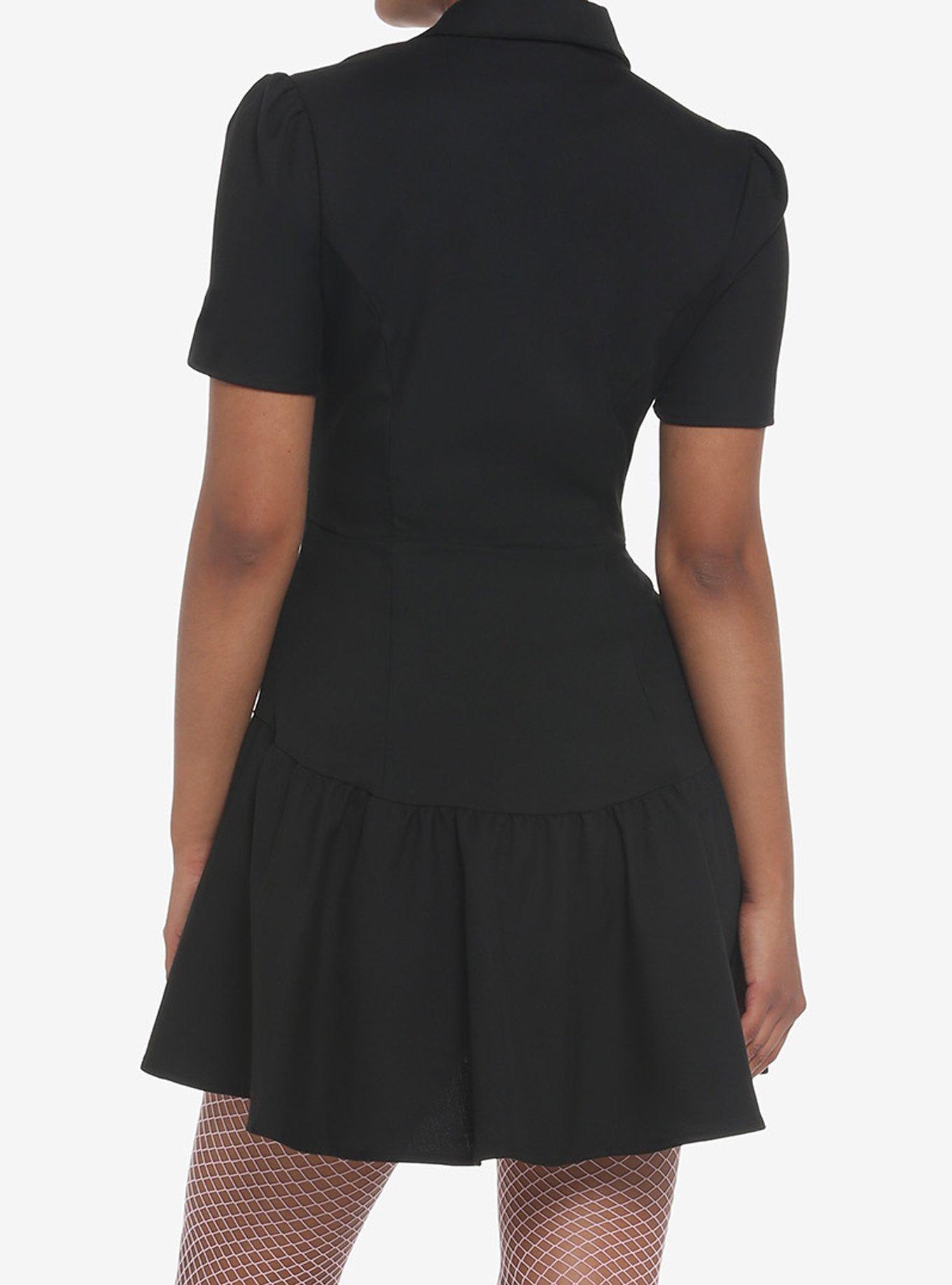 Hardware Chain Double-Breasted Blazer Dress, BLACK, alternate