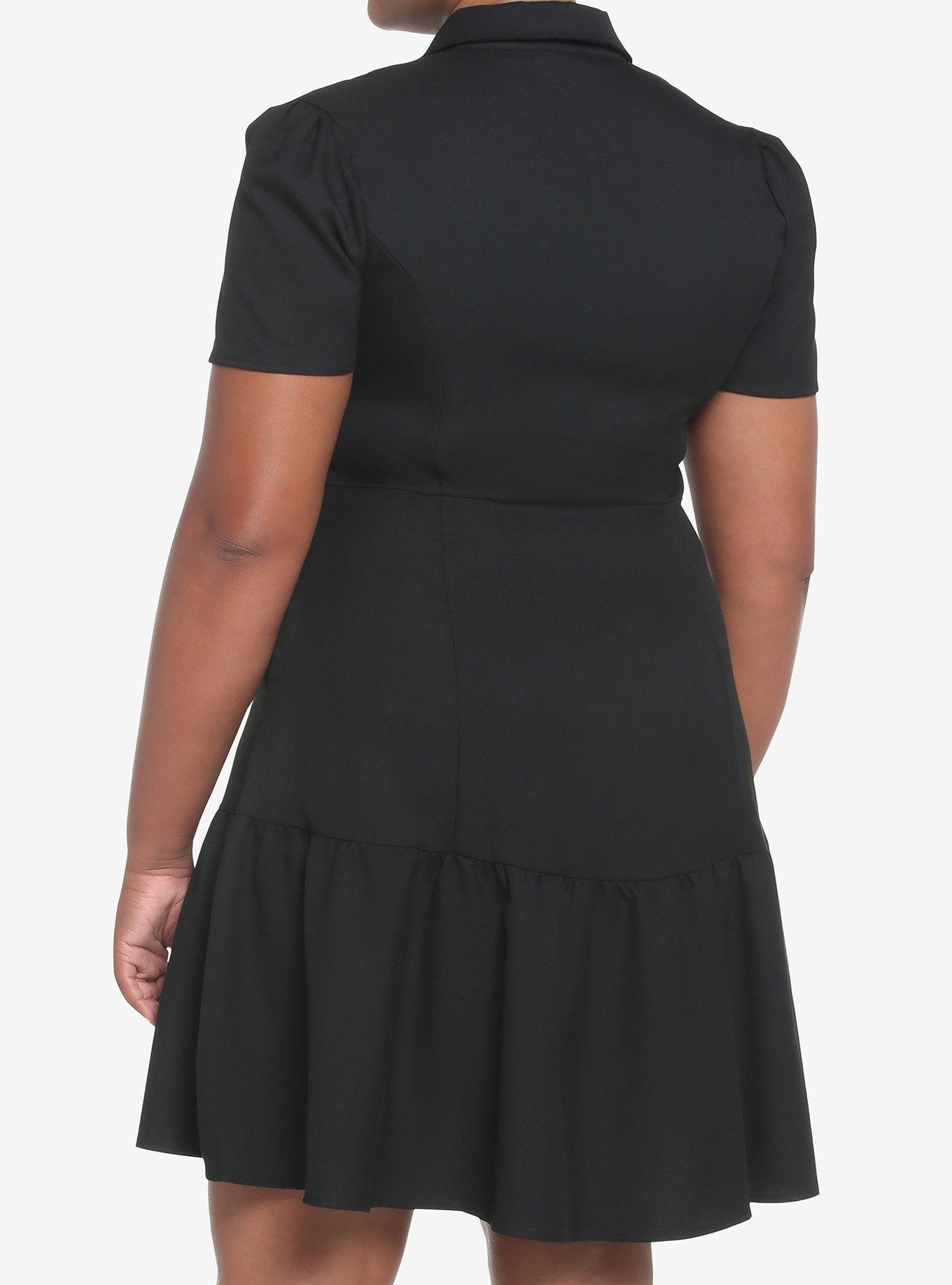 Hardware Chain Double-Breasted Blazer Dress Plus Size, BLACK, alternate