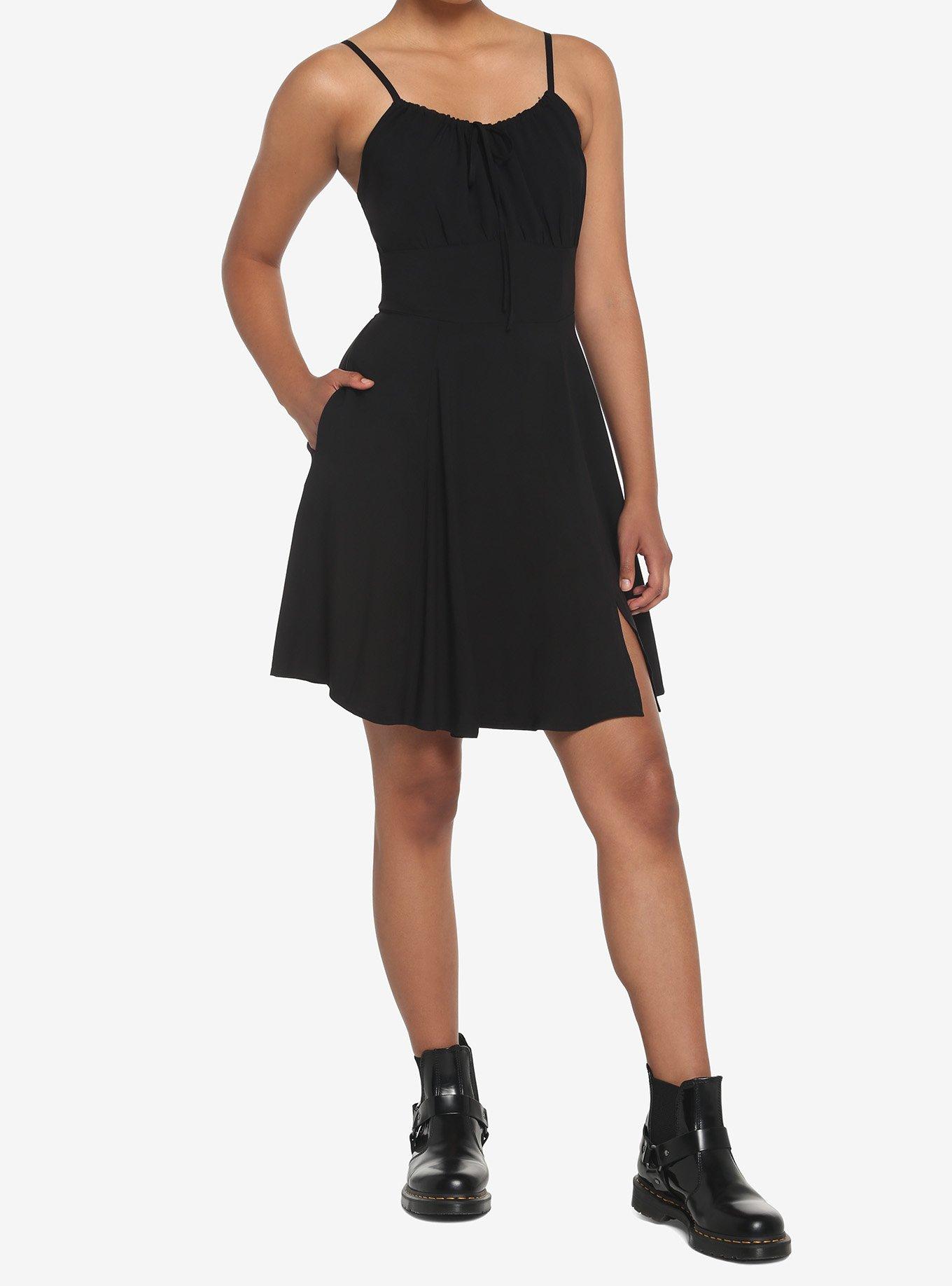 Black Empire Slit Dress, BLACK, alternate