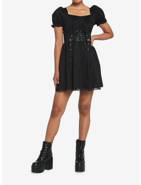 Black Corset Grommet Dress, , hi-res