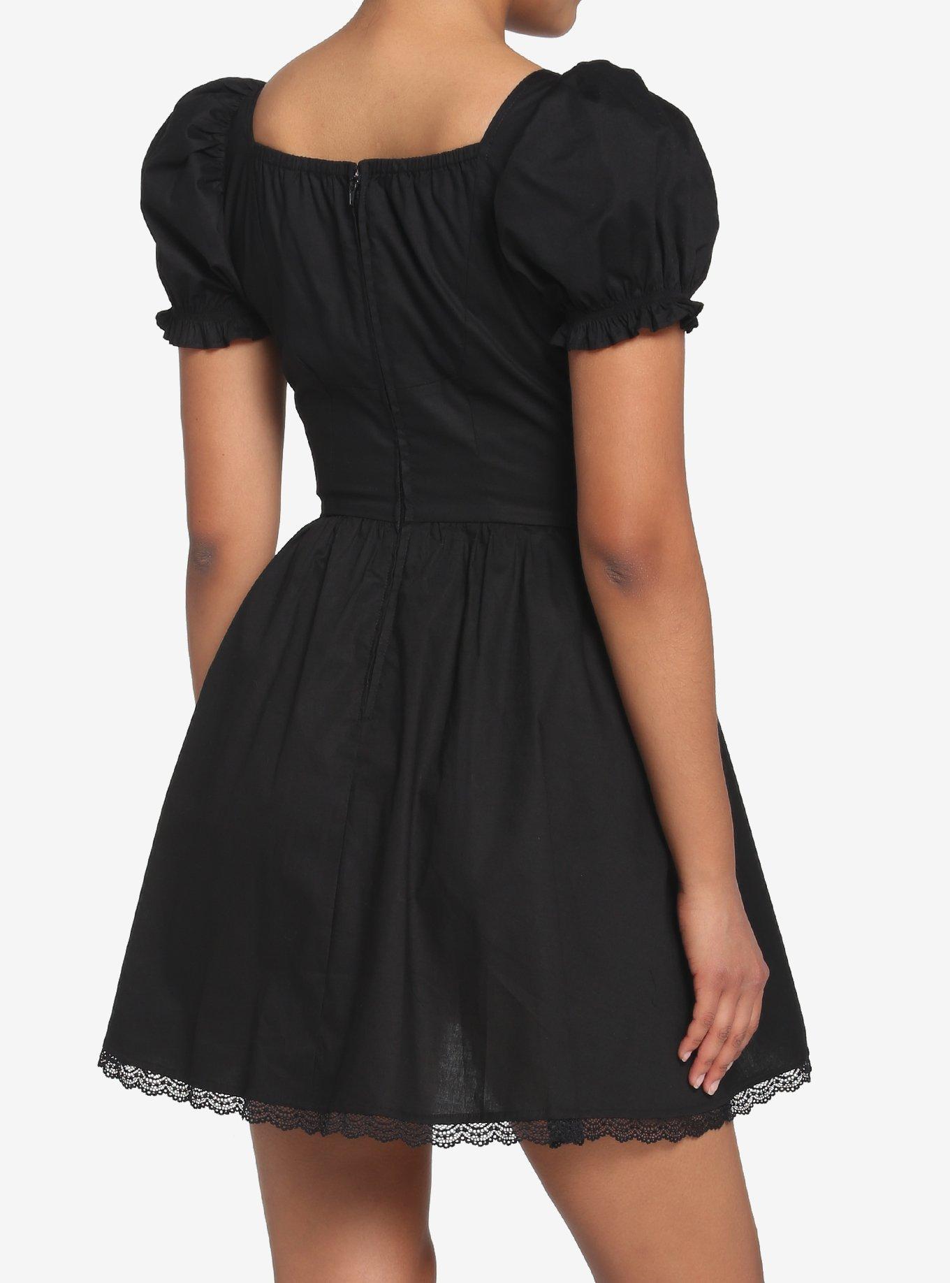 Black Corset Grommet Dress, BLACK, alternate