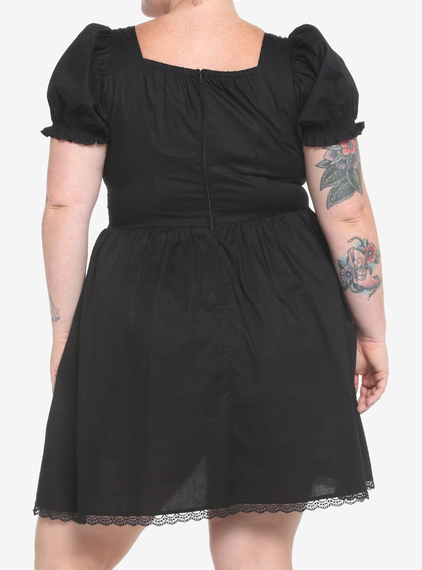 Black Corset Grommet Dress Plus Size, BLACK, alternate