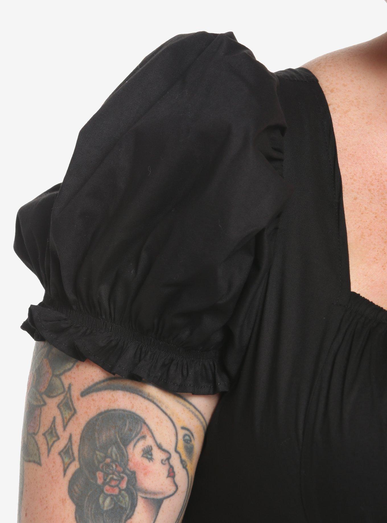 Black Corset Grommet Dress Plus Size, BLACK, alternate