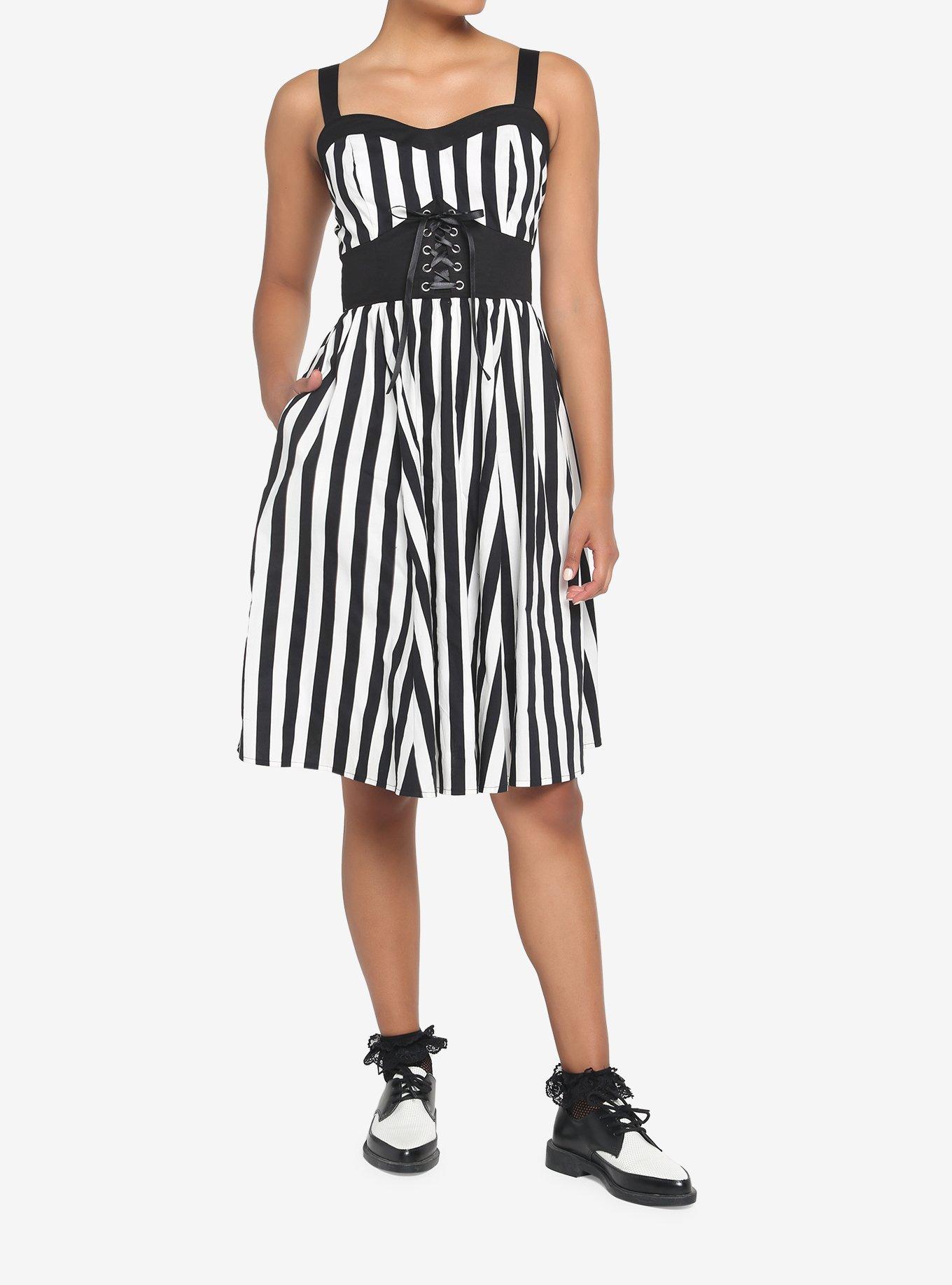 Black & White Stripe Corset Dress, , hi-res
