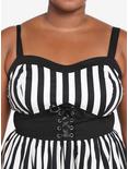 Black & White Stripe Corset Dress Plus Size, STRIPE-BLACK WHITE, alternate