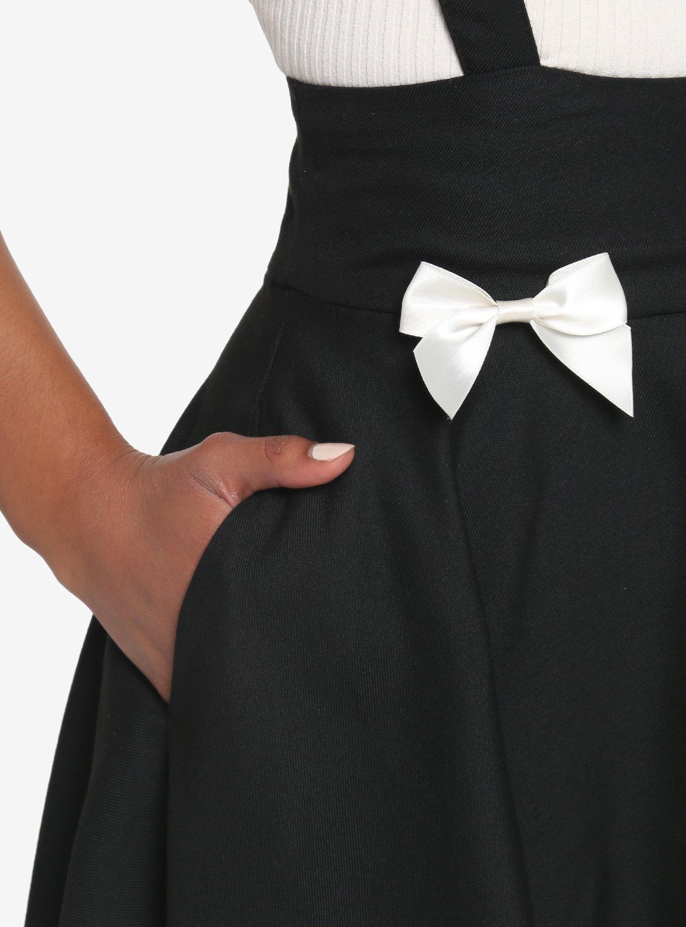 Black & White Ribbon Lace Suspender Skirt, BLACK, alternate