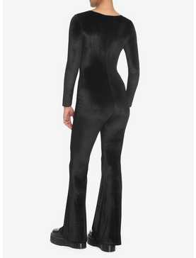 Black Velvet Lace-Up Jumpsuit, , hi-res