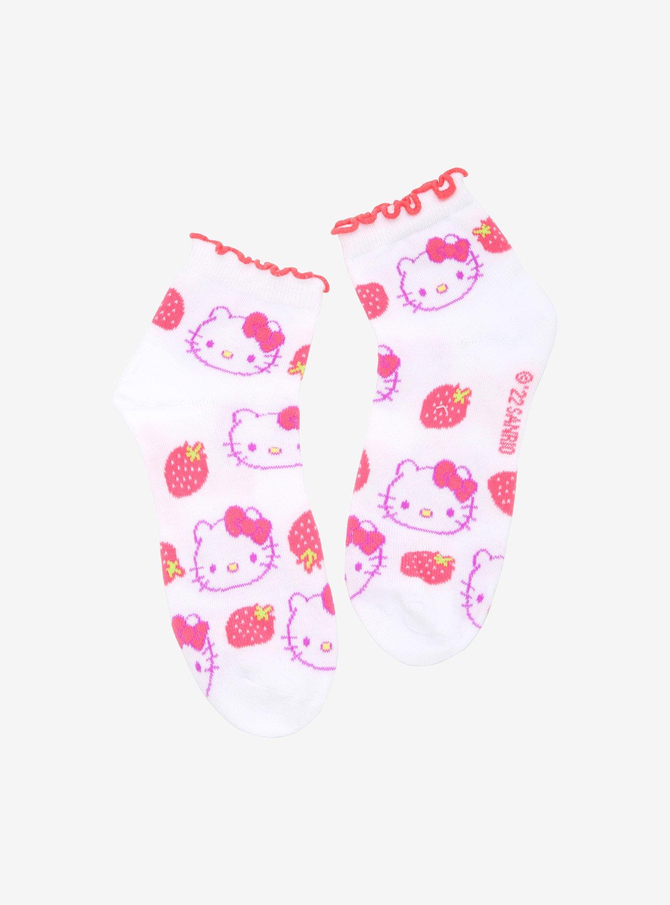 Hello Kitty Strawberry Lettuce Trim Ankle Socks, , alternate