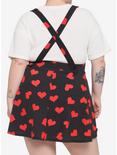 Red Hearts Black Suspender Skirt Plus Size, BLACK  RED, alternate