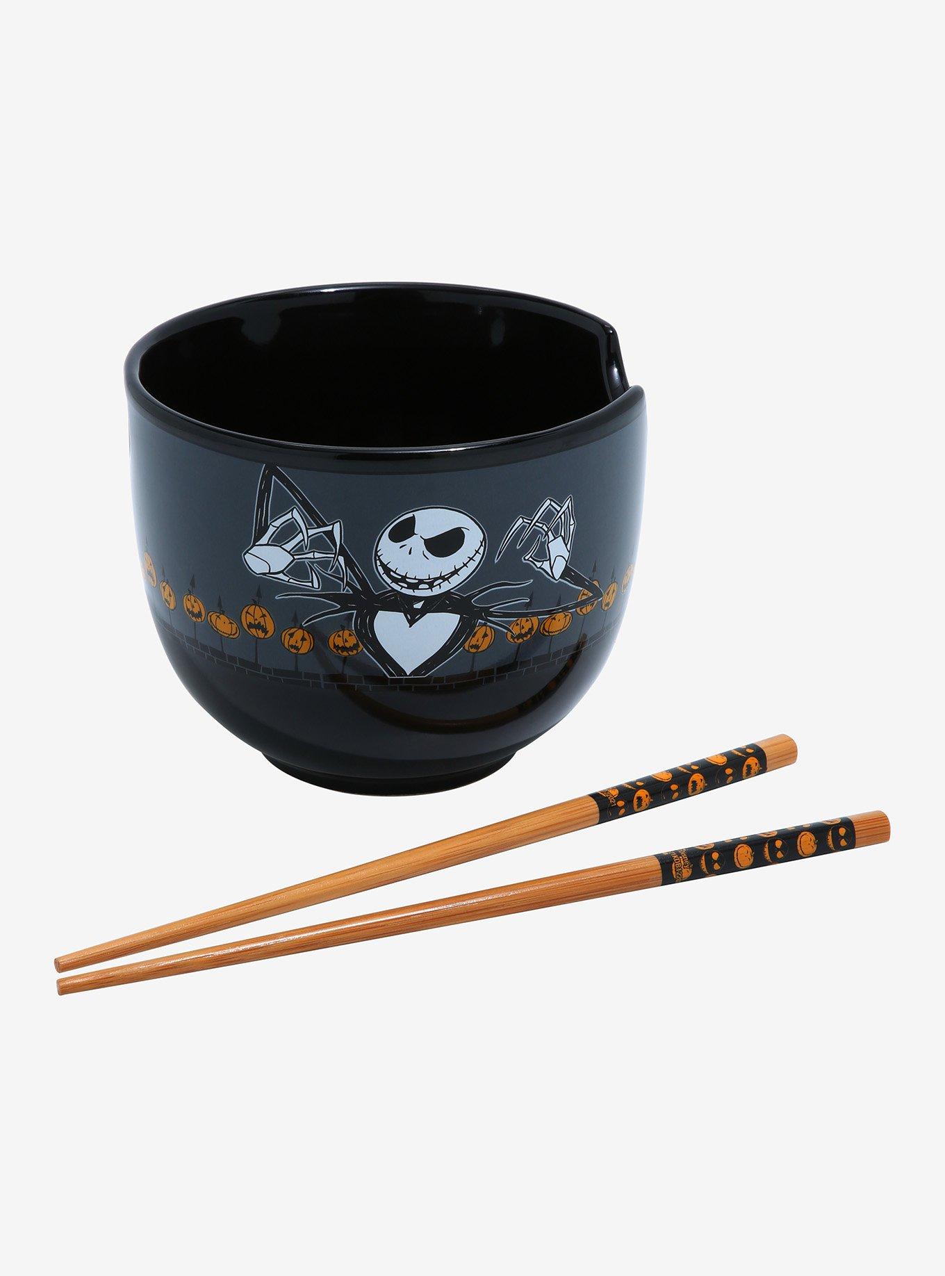 The Nightmare Before Christmas Pumpkin Fence Ramen Bowl With Chopsticks, , alternate