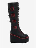 Black & Red Buckle Platform Boots, MULTI, alternate