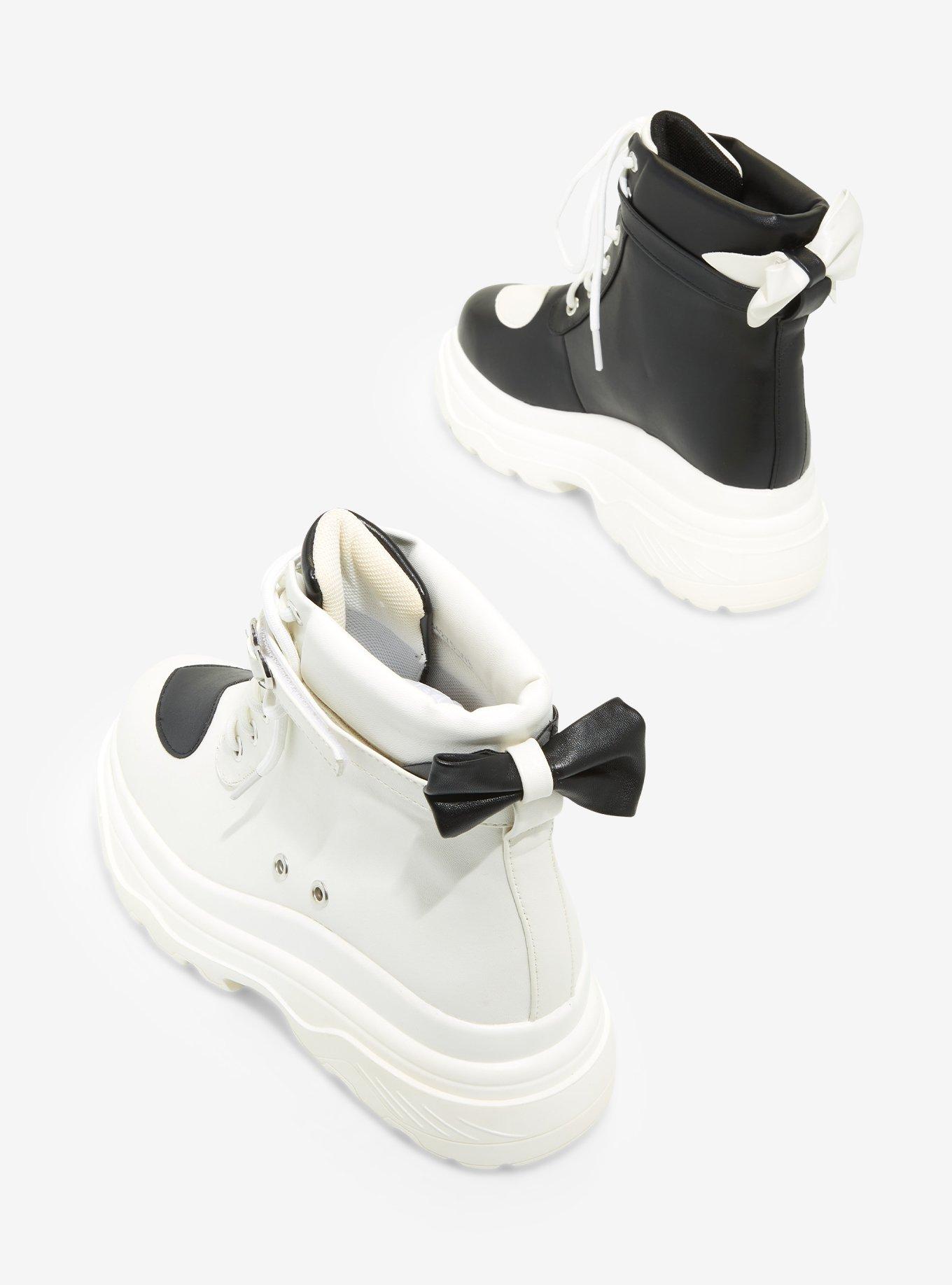Black & White Heart Chunky Hi-Top Sneakers, MULTI, alternate