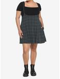 Green Plaid High-Waisted Suspender Skirt Plus Size, PLAID, alternate