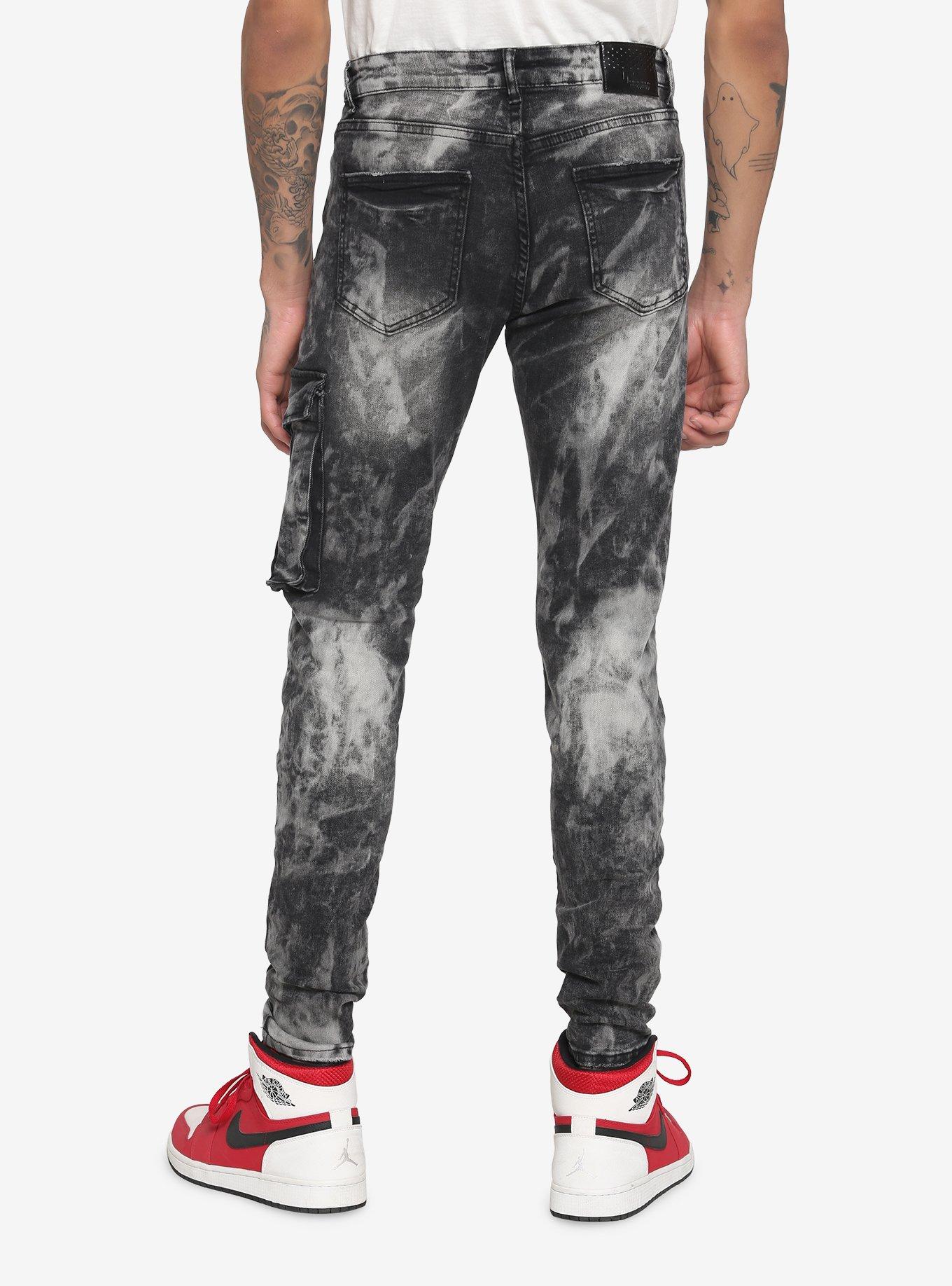 Black & Grey Wash Skinny Jeans, BLACK  GREY, alternate