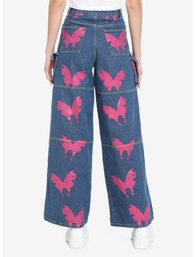 Pink Butterfly Denim Cargo Pants, , hi-res
