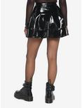 Black Faux Leather Lace-Up Tiered Skirt, BLACK, alternate