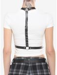 Faux Leather D-Ring Buckle Harness, BLACK, alternate